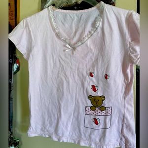 Pink laced Y2K or coquette pajama tee